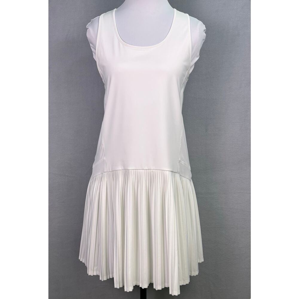 Official Wimbledon Activewear Coletta White Pleated Tennis Dress Racerback Sz S - Picture 2 of 8